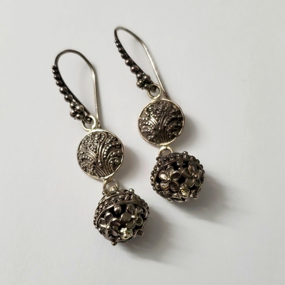 SARDA Jewelry - Sterling Silver 925 Artistic Oxidized Bead SARDA Earrings